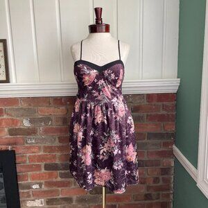 Xhileration Purple Velvet Flower Bodice Dress Size Small